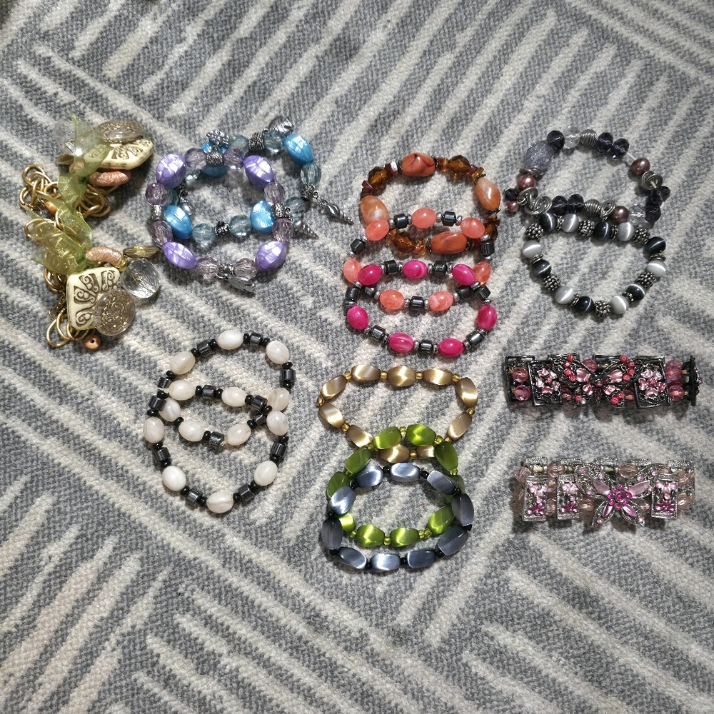 Beaded Bracelet 16pc Set Multi Color